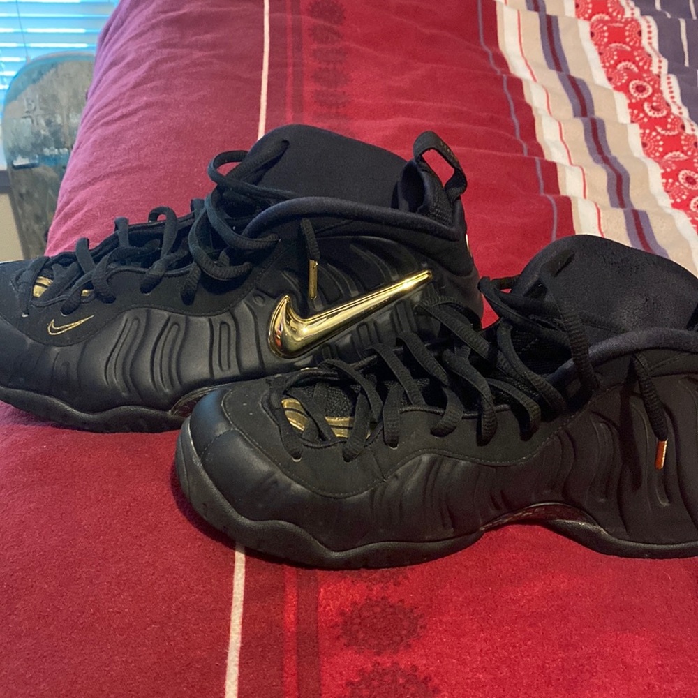 Retro black and gold “metallic” foamposites